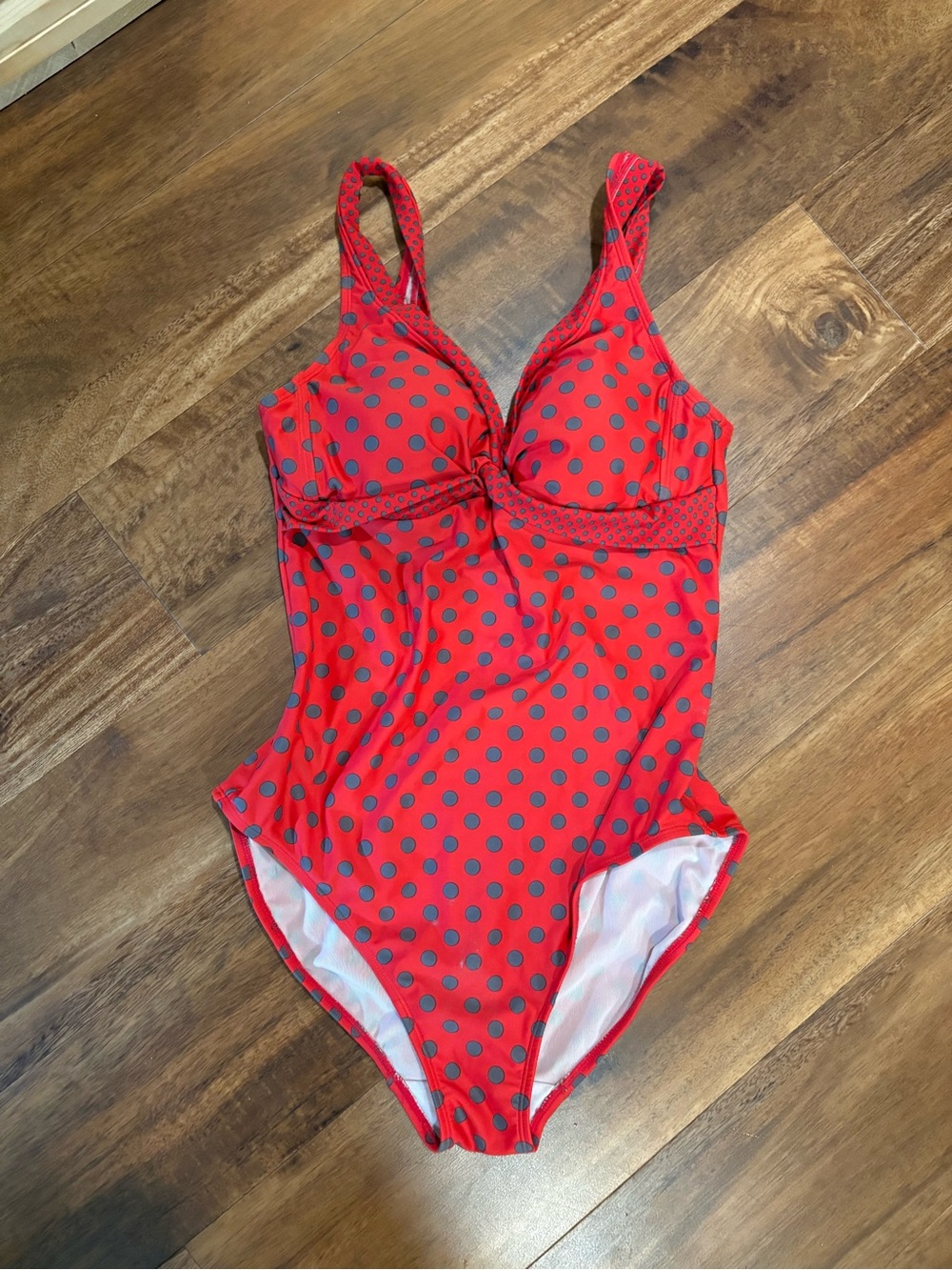 Boden red one-piece swimsuit with polka dots womens UK12, US8